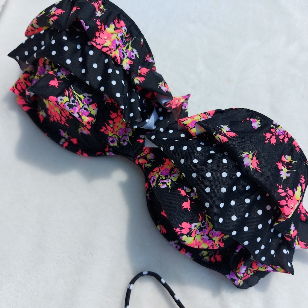 Victorias Secret Floral & Polka Dot Bikini Top 36D